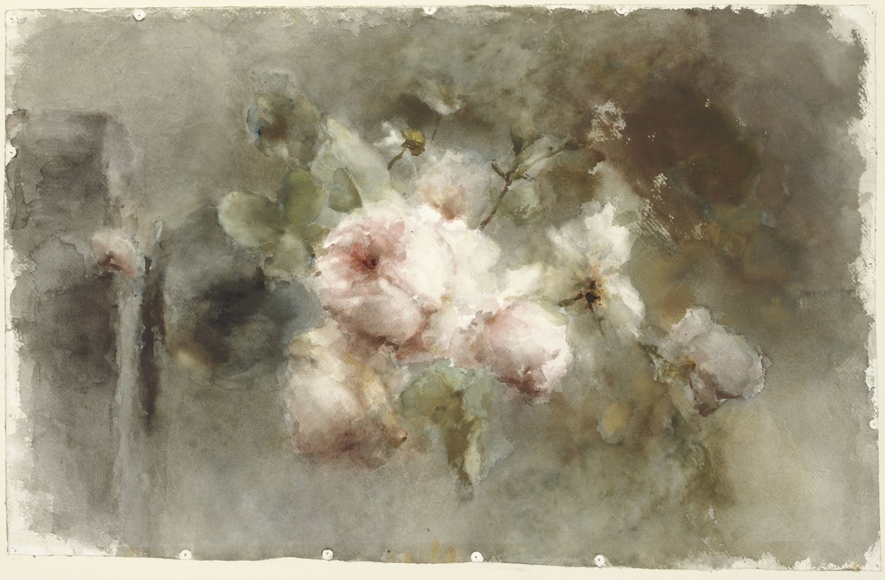 Güllü bir vazo by Margaretha Roosenboom