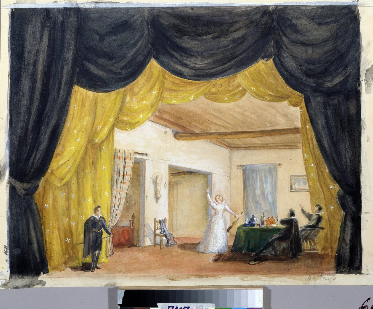 "Taş Misafir" operası için hazırlık dekoru by Margarita Genrichovna Genke-Shifrina