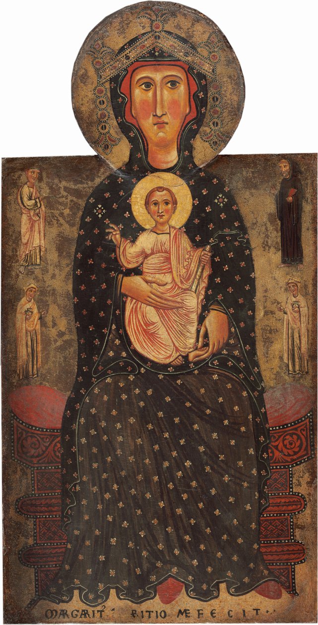 Madonna ve Çocuk Dört Aziz ile Taht Edildi by Margaritone d