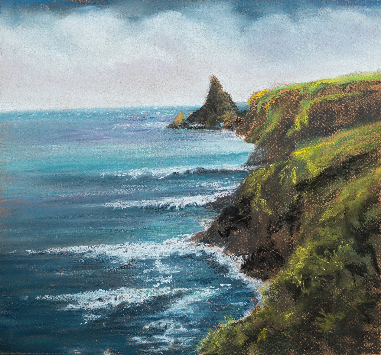 Devonshire sahil sahnesi, 2020 (pastel) by Margo Starkey