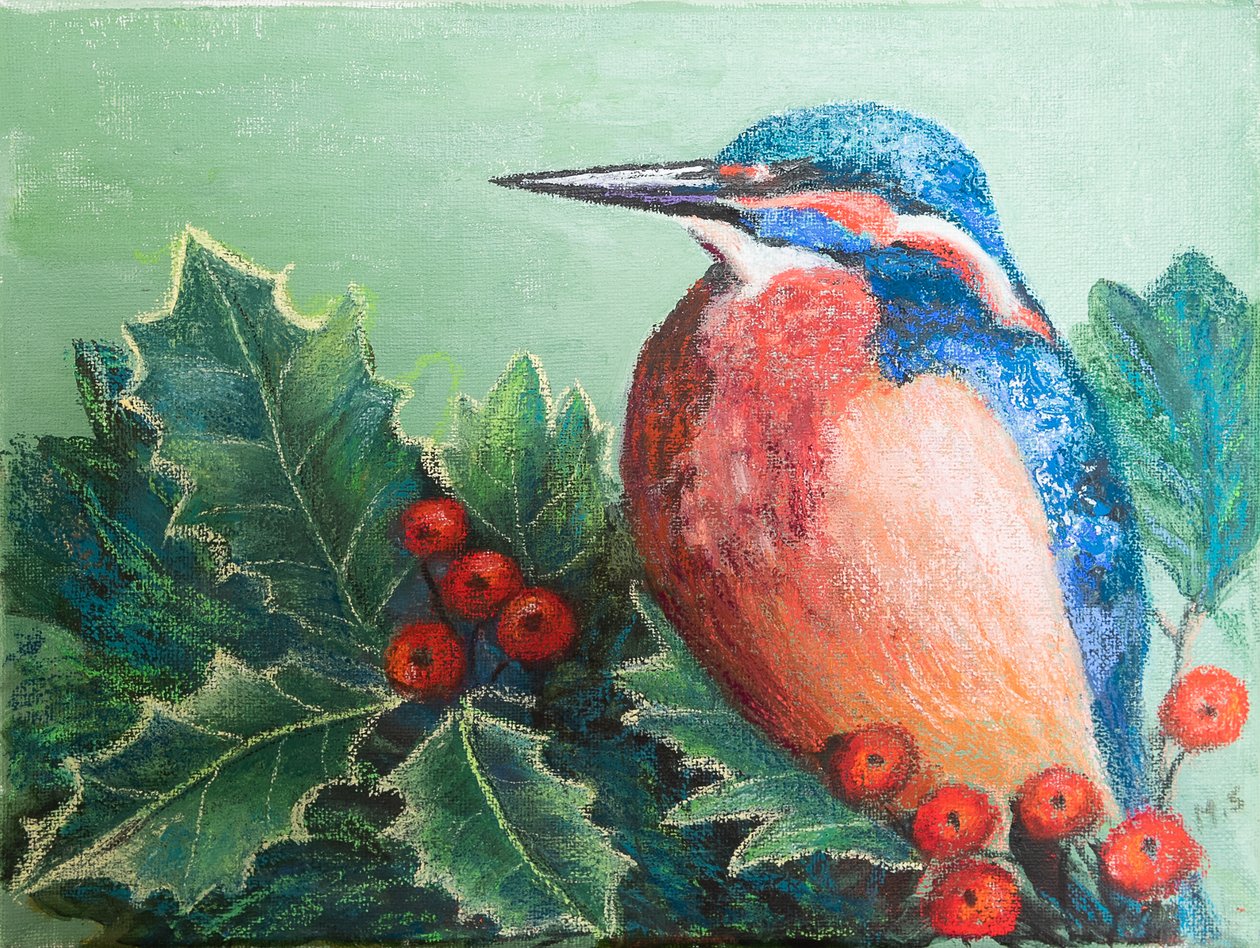 Böğürtlen üzerinde yalıçapkını, 2022 (pastel) by Margo Starkey