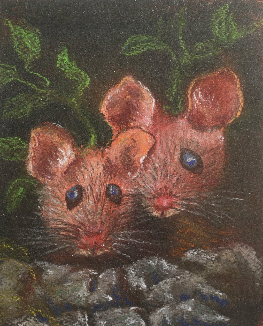 İki küçük fare, 2020 (pastel) by Margo Starkey