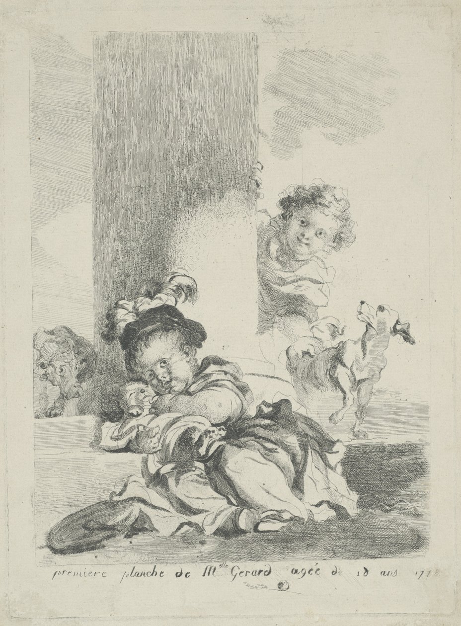 Çocuk ve Kedi, 1778 by Marguerite Gerard