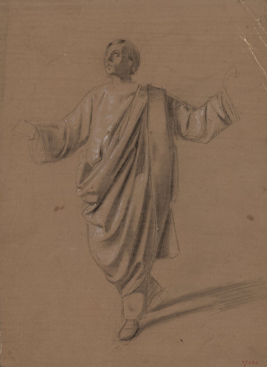 Bir erkek figürünün akademik çalışması by Marià Fortuny