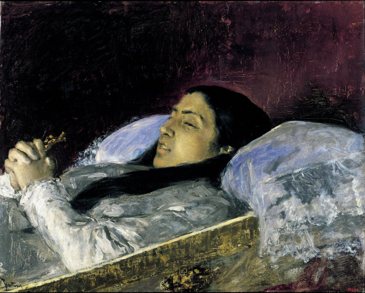 Bayan Del Castillo ölüm döşeğinde by Marià Fortuny Marsal