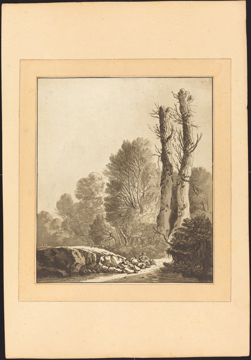 İki Ağaçlı Manzara by Maria Catharina Prestel after Herman Saftleven