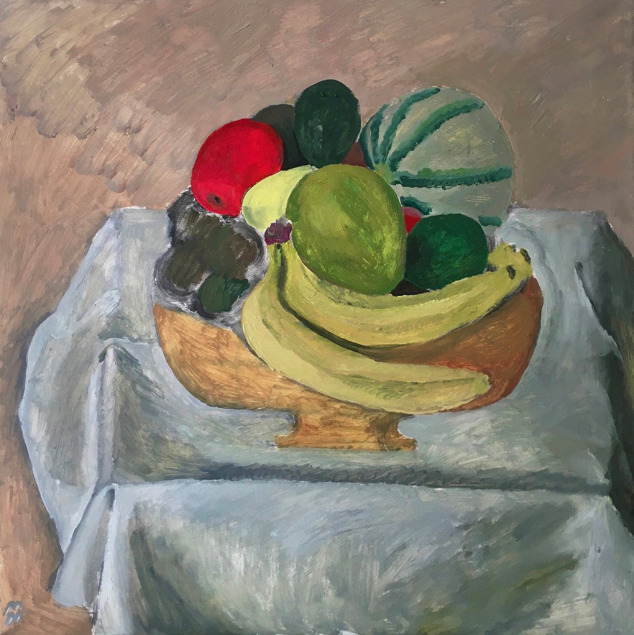 Meyve Sepeti, 2020 (kağıt üzerine yağlıboya) by Maria Magenta