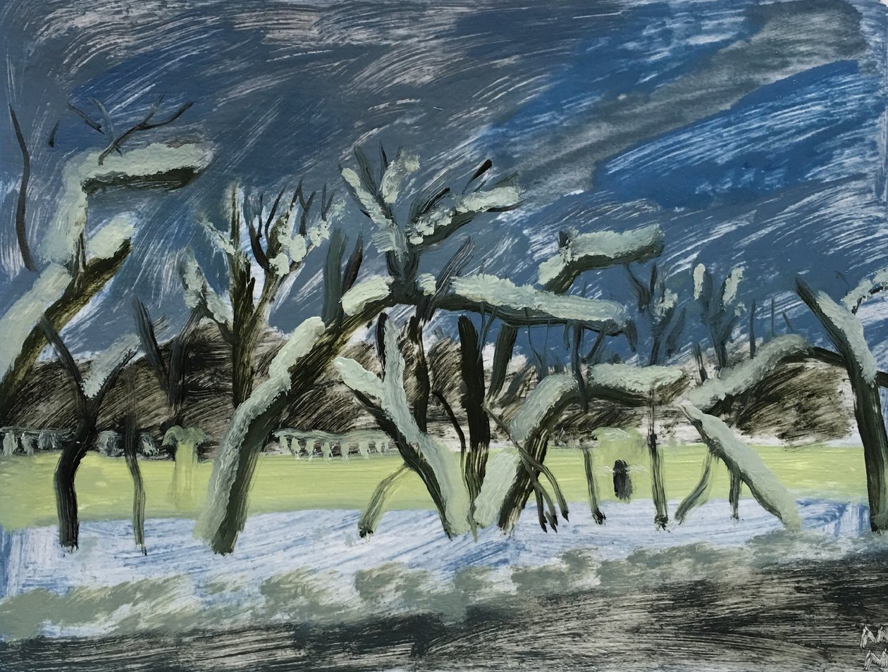 Rus Kışı, 2019 (kağıt üzerine yağlıboya) by Maria Magenta