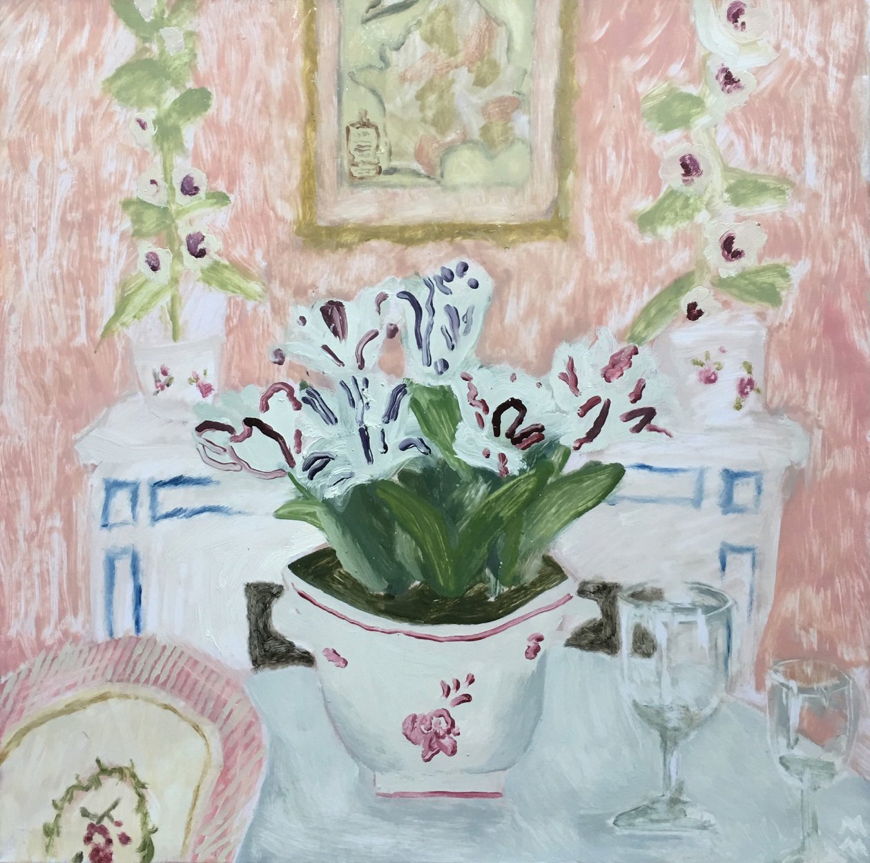 Zambaklı Natürmort, 2019 (kağıt üzerine yağlıboya) by Maria Magenta