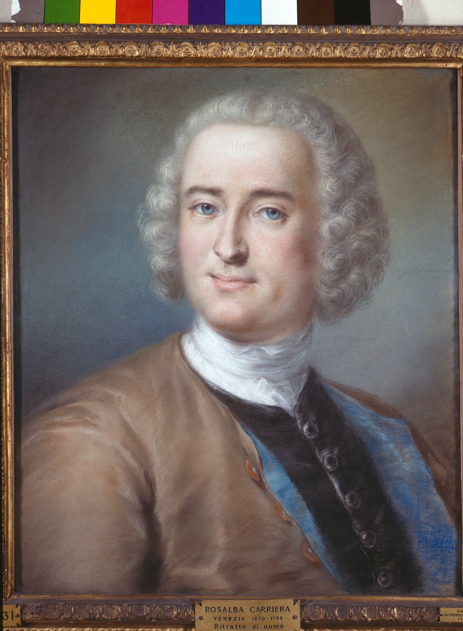 Bir beyefendinin portresi, c.1737 (kağıt üzerinde pastel) by Marianna Carlevaris