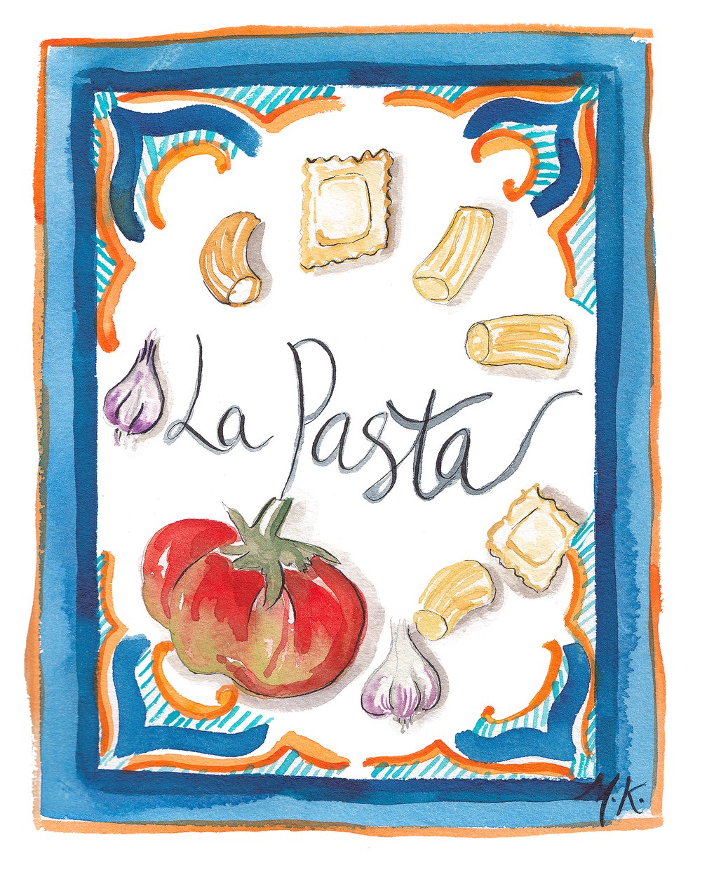 La Pasta, 2018 (kağıt üzerine suluboya) by Marianna Kulukundis