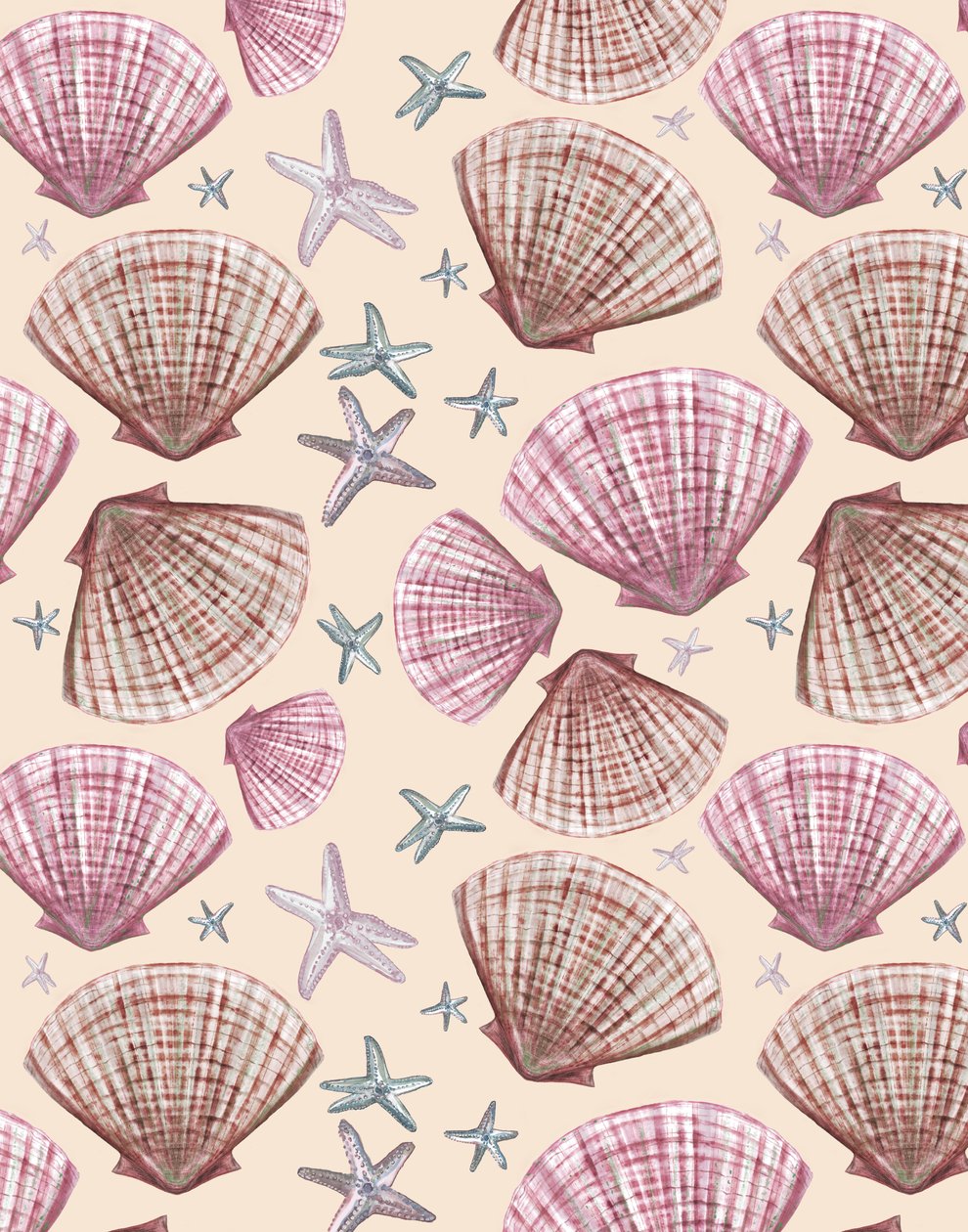 Whitstable Deniz Kabukları, Antik Ton, 2020 (kağıt üzerine suluboya) by Marianna Kulukundis