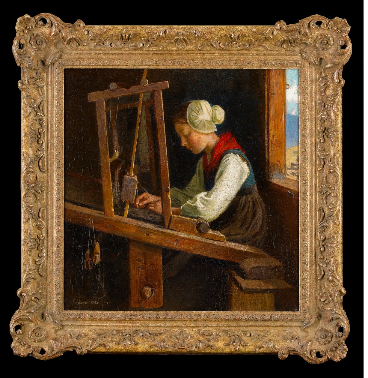 Dokumacı: Avusturya Alplerinde Bir Kulübe Tezgahı, 1917 by Marianne Stokes