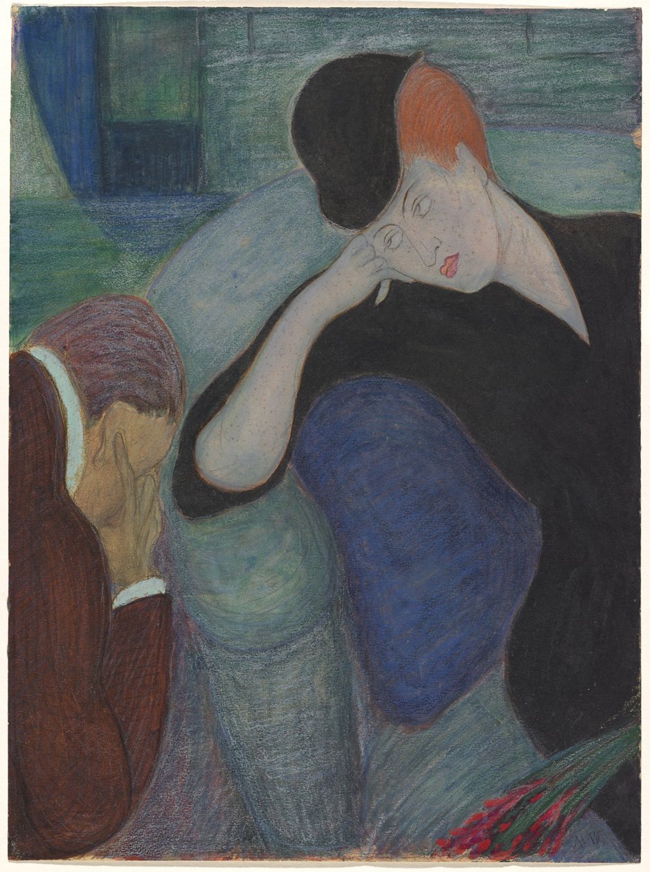 Oturan bir çift ile iç by Marianne von Werefkin