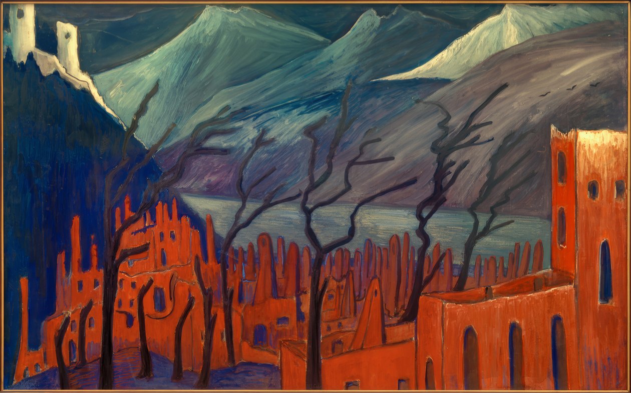 M.v. Werefkin, Kızıl Şehir / resim, 1909 by Marianne von Werefkin