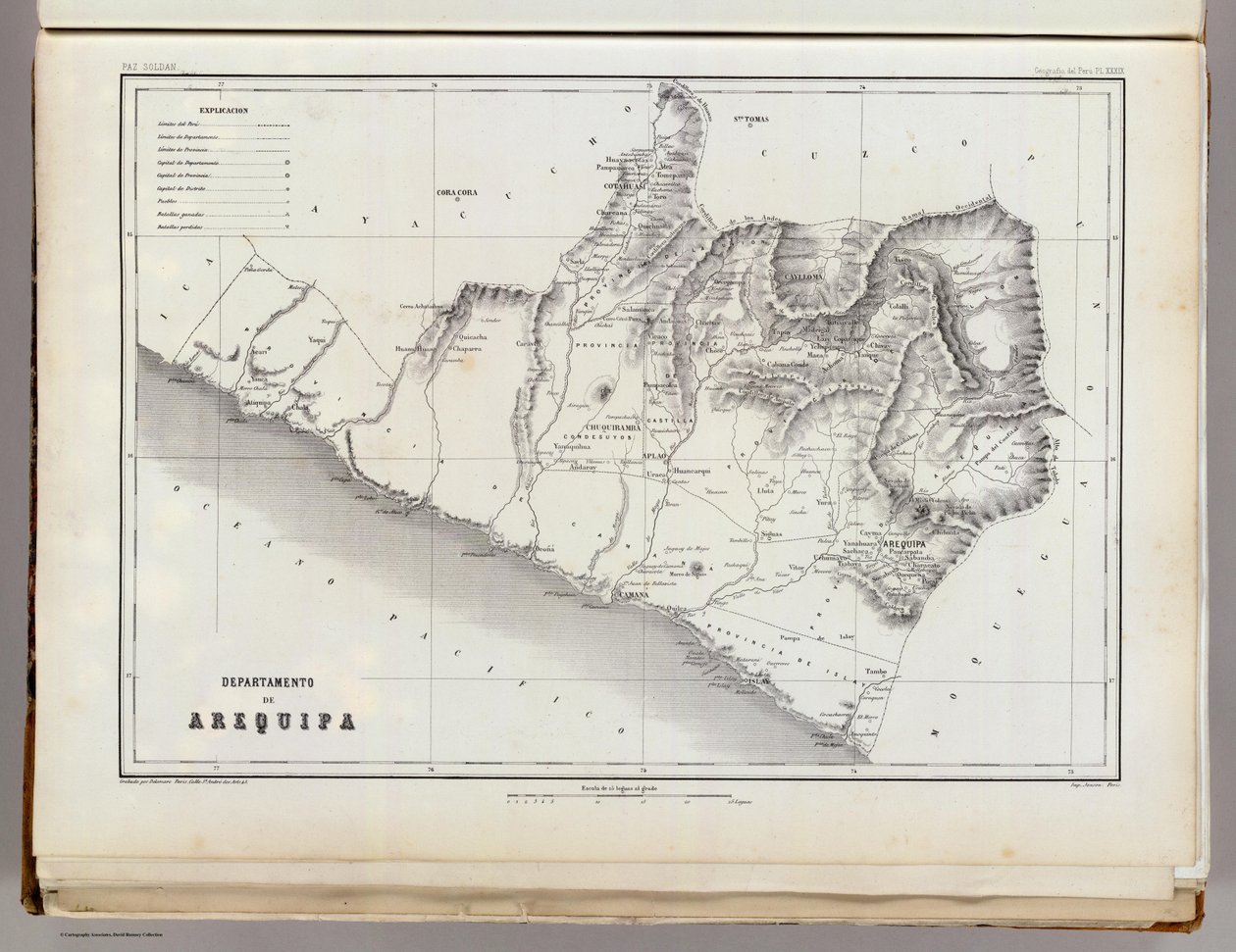 Arequipa Haritası, 1865 by Mariano Felipe Paz Soldan