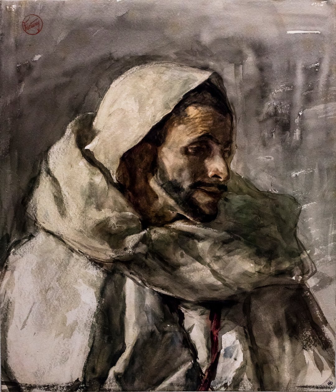 Bir erkeğin büst portresi, sağdan üç çeyrek, 1870 civarı (kağıt üzerine suluboya ve grafit kalem) by Mariano Fortuny