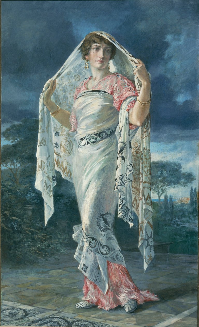 Pompeii Pompeii kostümü içinde Henriette Fortuny portresi by Mariano Fortuny y Madrazo