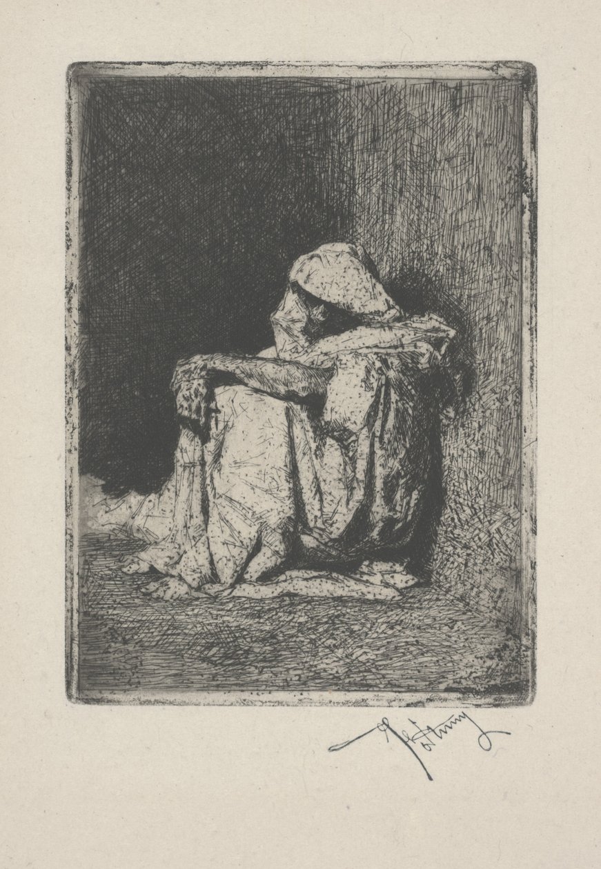 Oturan Arap veya Arabe eşek by Mariano José María Bernardo Fortuny y Carbó