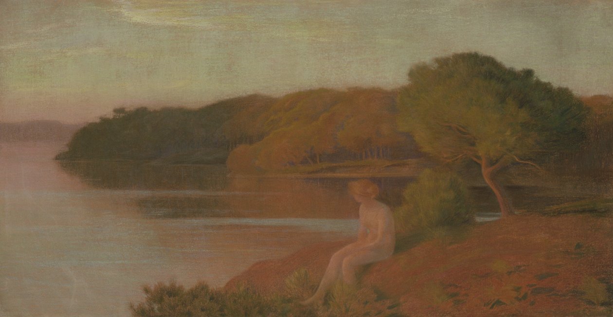 ಬಾದರ್ ಬೈ ದಿ ವಾಟರ್, c.1895 (ಕ್ಯಾನ್ವಾಸ್‌ನಲ್ಲಿ ನೀಲಿಬಣ್ಣ) ಟರ್ಕ್ by Marie Auguste Emile Rene Menard