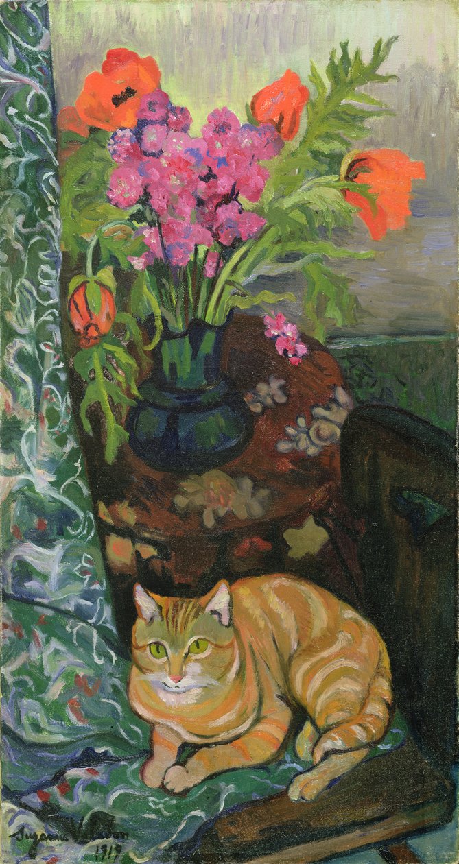 Buket ve Kedi, 1919 by Marie Clementine (Suzanne) Valadon