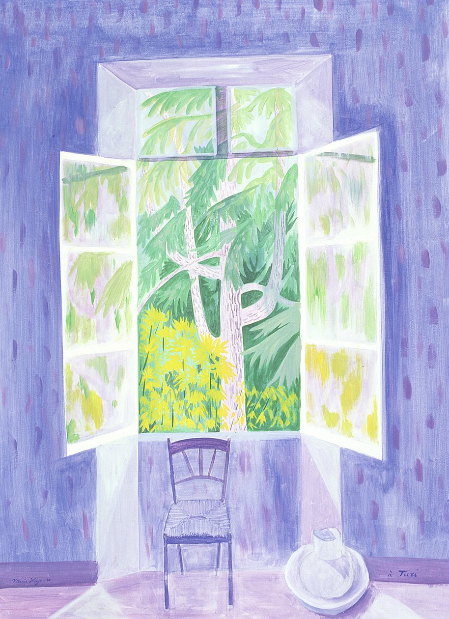Pencereden Cedars, 1987 (kağıt üzerinde akrilik) by Marie Hugo