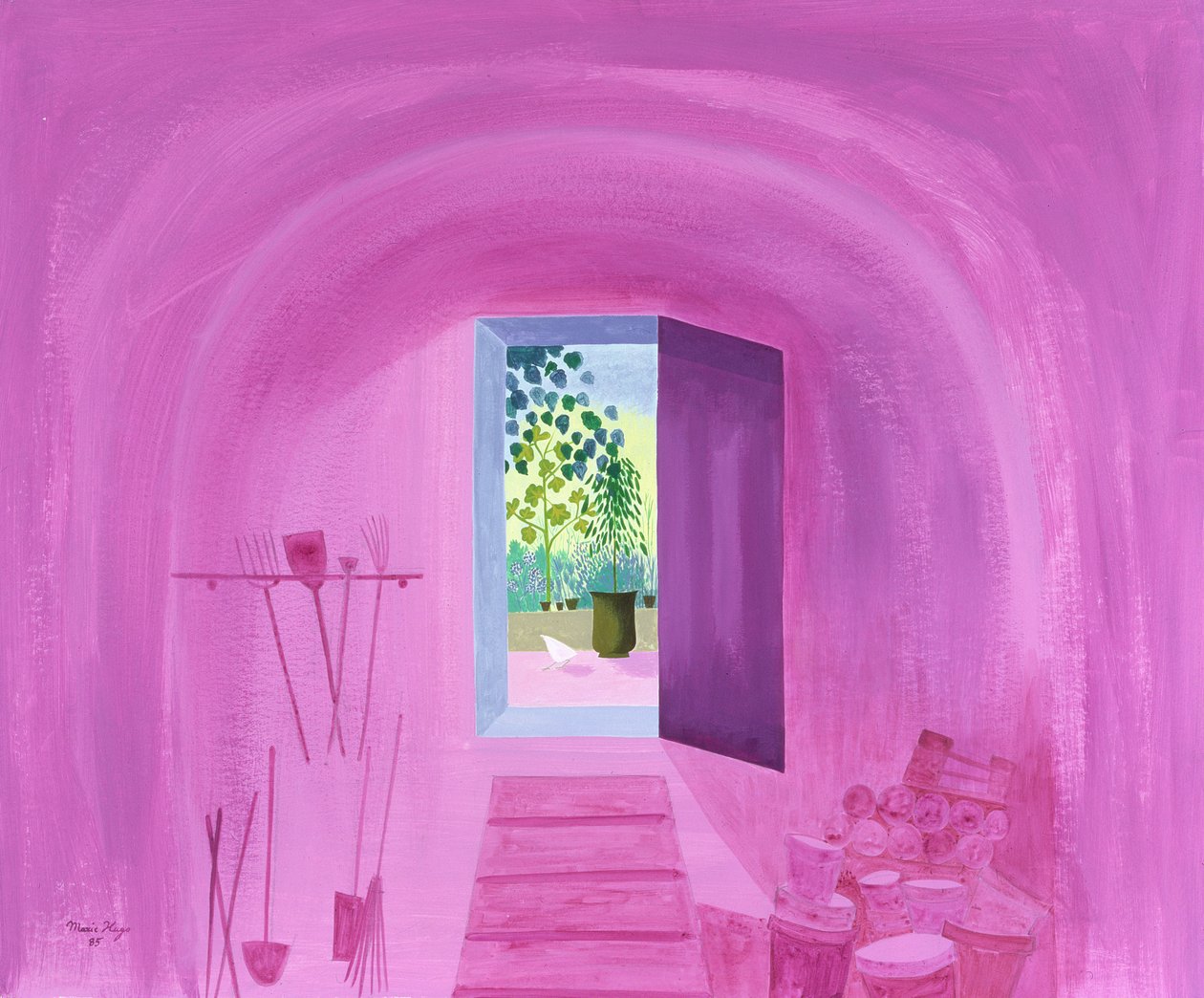 The Tool Shed, 1986 (gemide akrilik ve yağ) by Marie Hugo