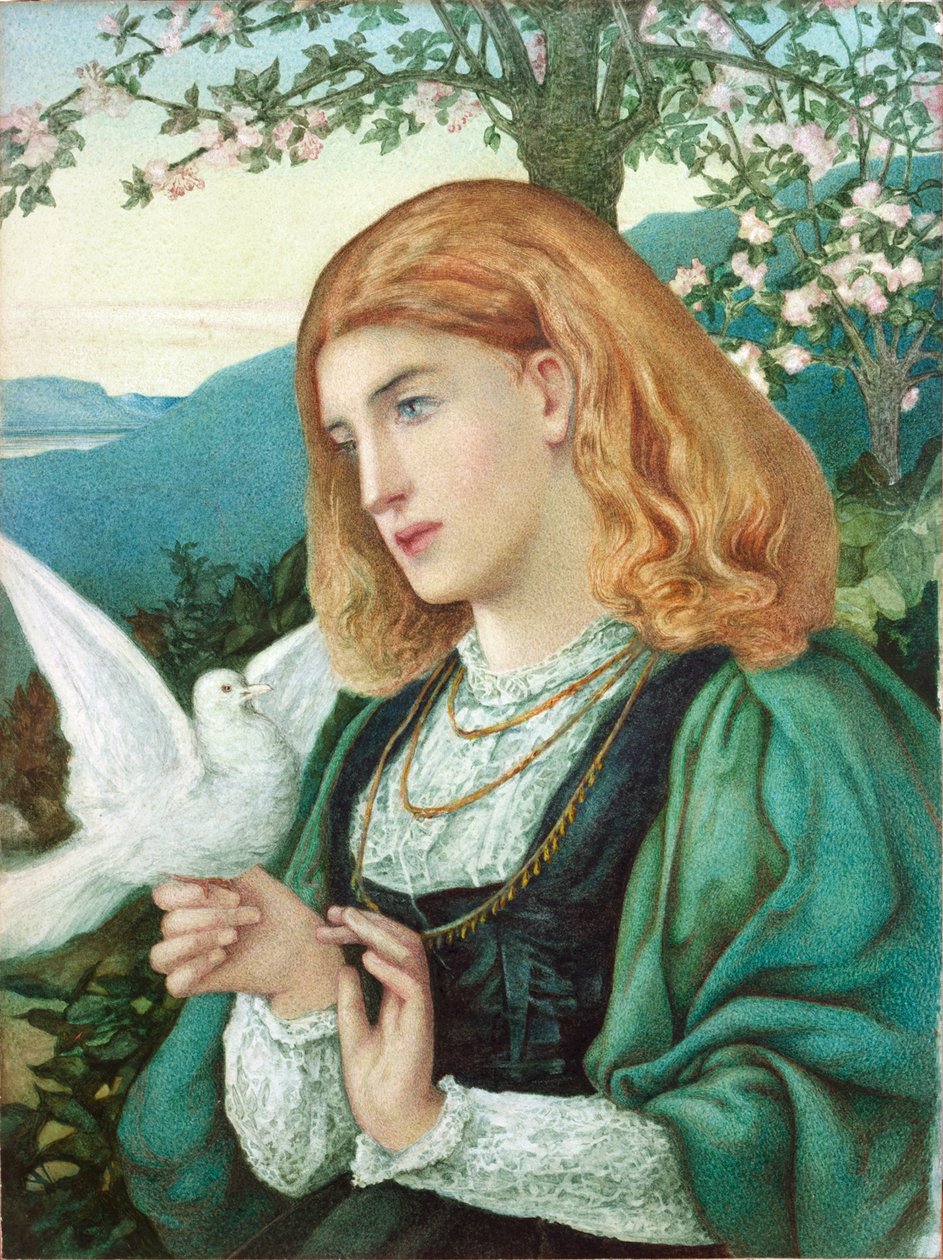 Kız Figürü (kağıt üzerine suluboya ve kurşun kalem) by Marie Spartali Stillman
