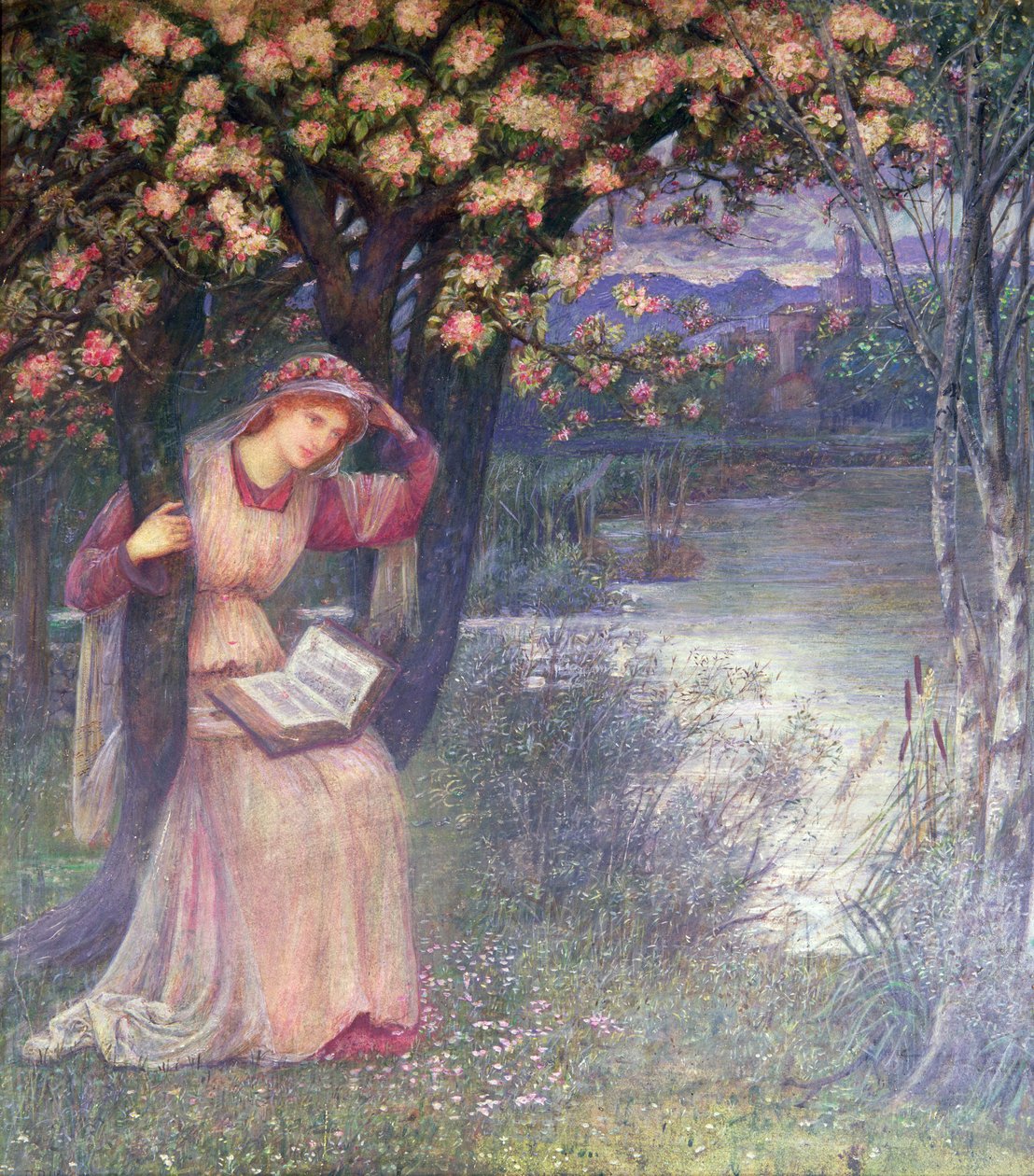 Bahçede Okuma Kadın by Marie Spartali Stillman