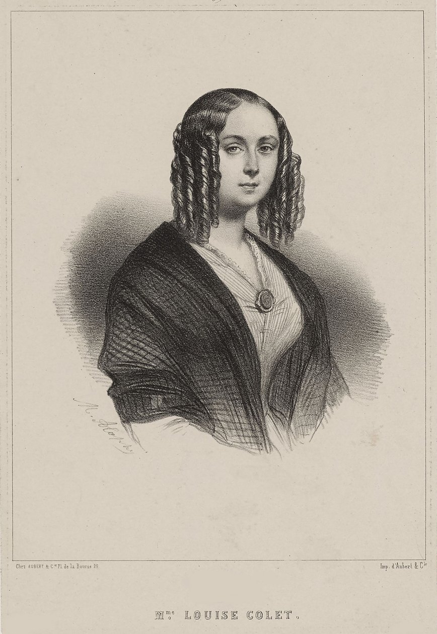 Louise Colet, 1843. by Marie Alexandre Menut Alophe