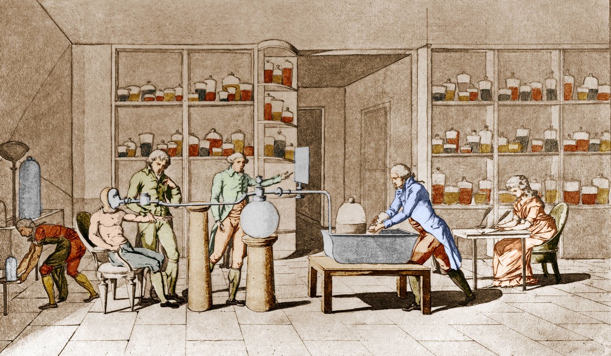 Fransız kimyager Antoine Laurent de Lavoisier (1743-1794), dinlenme halindeki insanın nefes alması konusunda bir deneyime sahiptir. Mme Lavoisier