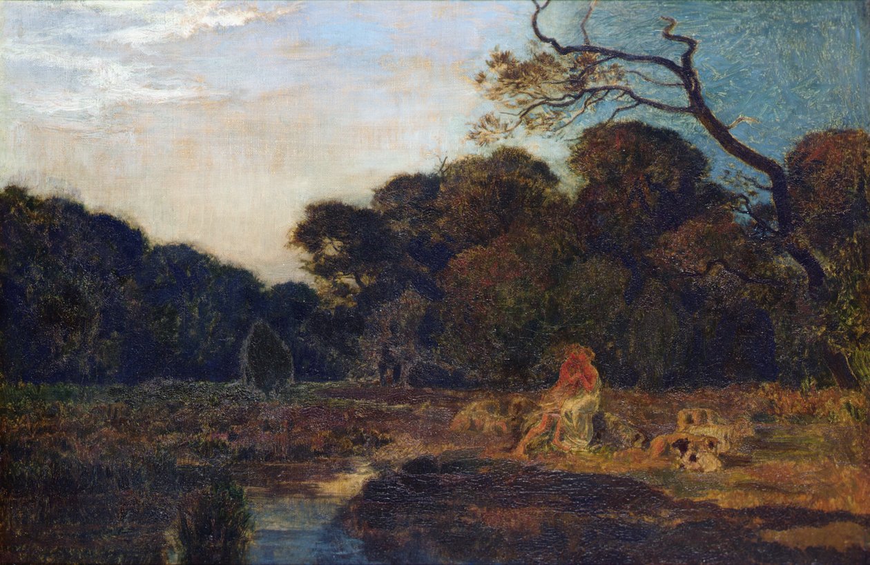 Manzaradaki Aşıklar (tuval üzerine yağlı boya) by Marie Auguste Emile Rene Menard