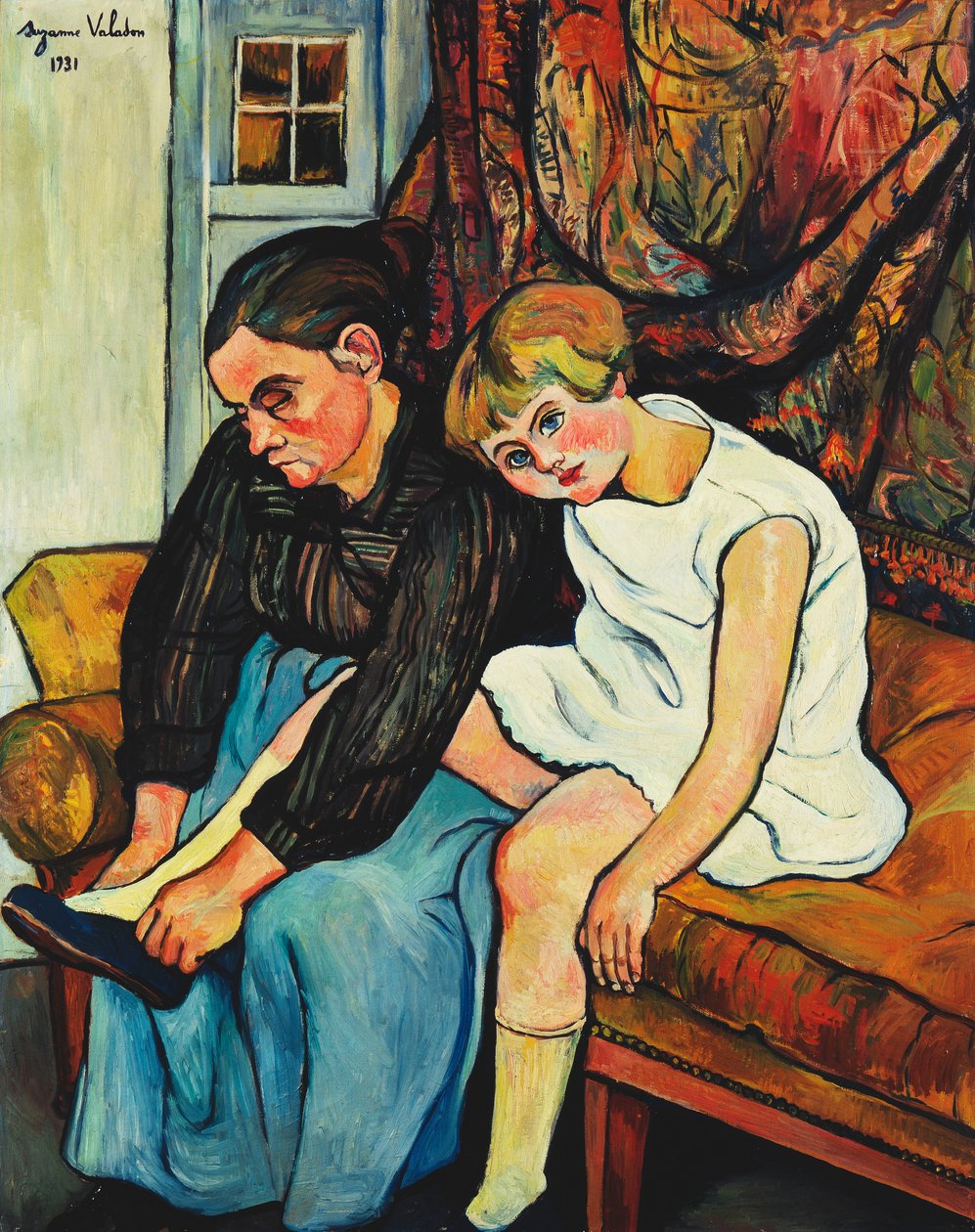 Büyükanne küçük bir kızı giyiyor, 1931 by Marie Clementine Valadon