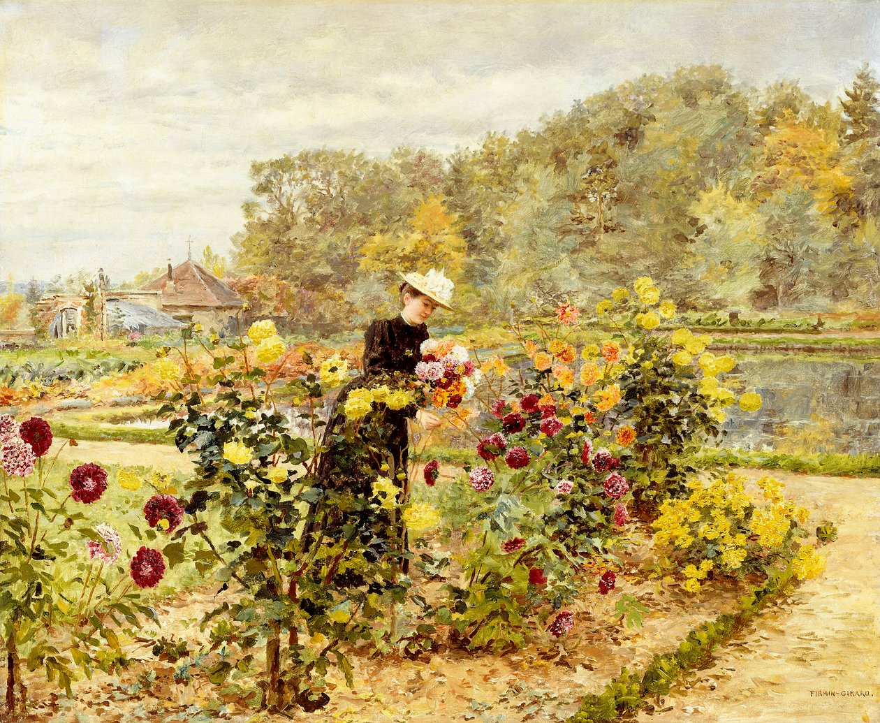 Gül Bahçesinde Zarif Bir Kadın, by Marie Francois Firmin Girard