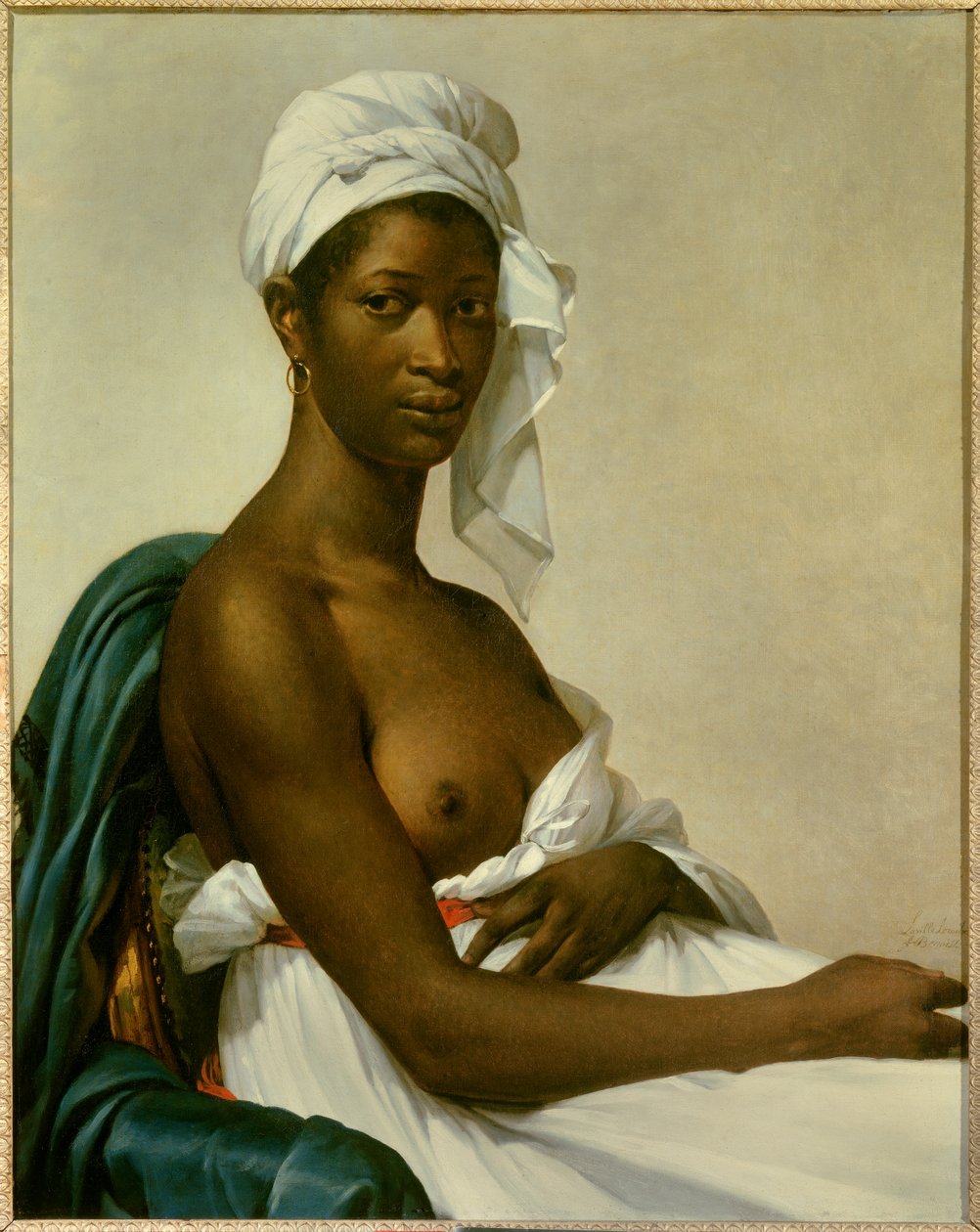 Zencinin Portresi Göğsü olan siyah bir kadın tahmin etti. Resim Marie-Guillemine Benoist, nee Marie Guillemine de Laville-Leroux (1768-1826) 1800 Güneş. 0,81x0,65 m - Bir zenci portresi - Resim Marie Guillemine Benoist (1768-1826), tuval üzerine yağlı boya by Marie Guilhelmine Benoist