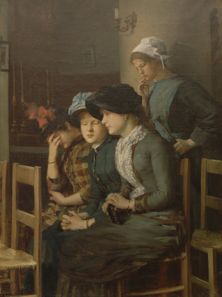 Kazlı genç kız (tuval üzerine yağlı boya) by Marie Mrs Dujardin Beaumetz Petiet