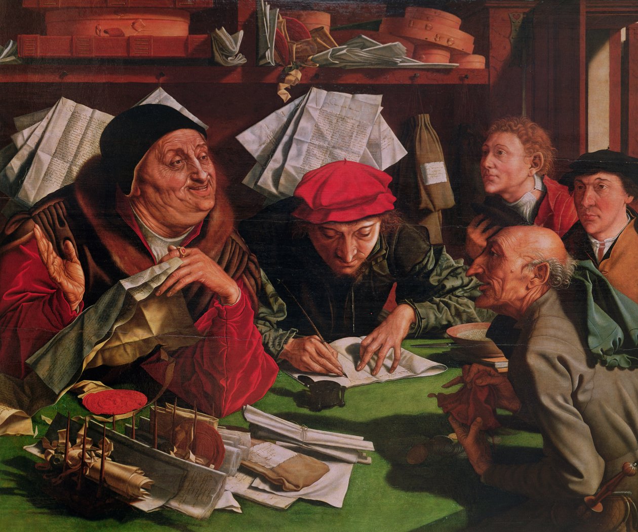 Avukatlık Bürosu, c.1545 (tahta üzerine yağlı boya) by Marinus van Roejmerswaelen