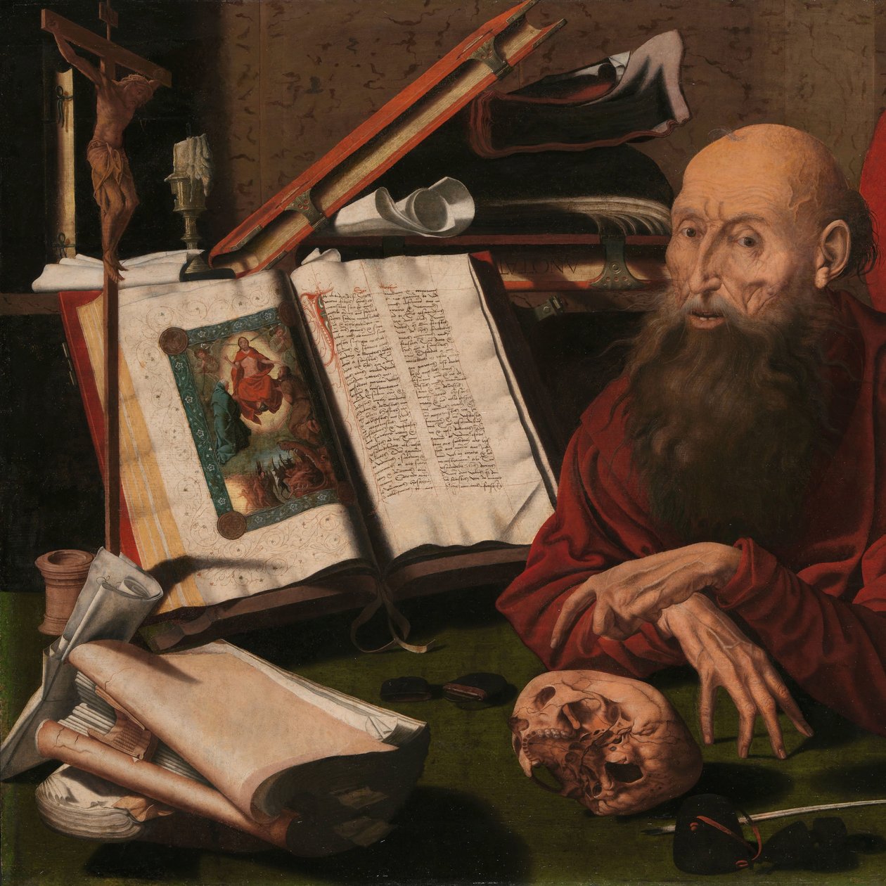 St Jerome çalışma odasında by Marinus van Reymerswale (attributed to)