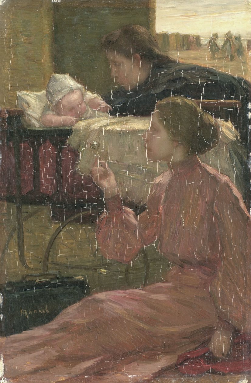Sahilde çocuk arabasında by Marinus van der Maarel