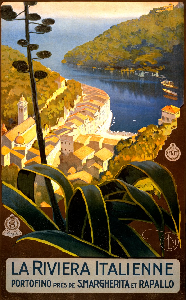 İtalyan Rivierası Seyahat Posteri, c.1920 (lito) by Mario Borgoni