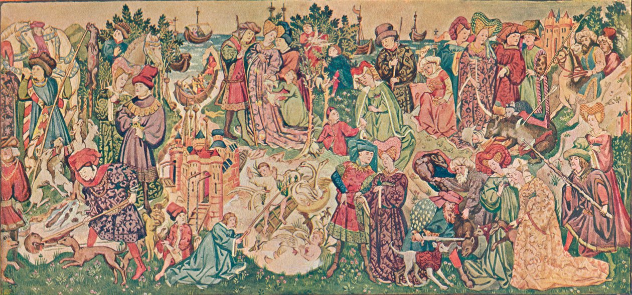 Hardwicke Goblenlerinden birinin suluboya çizimi, c1902 by Marion Reid