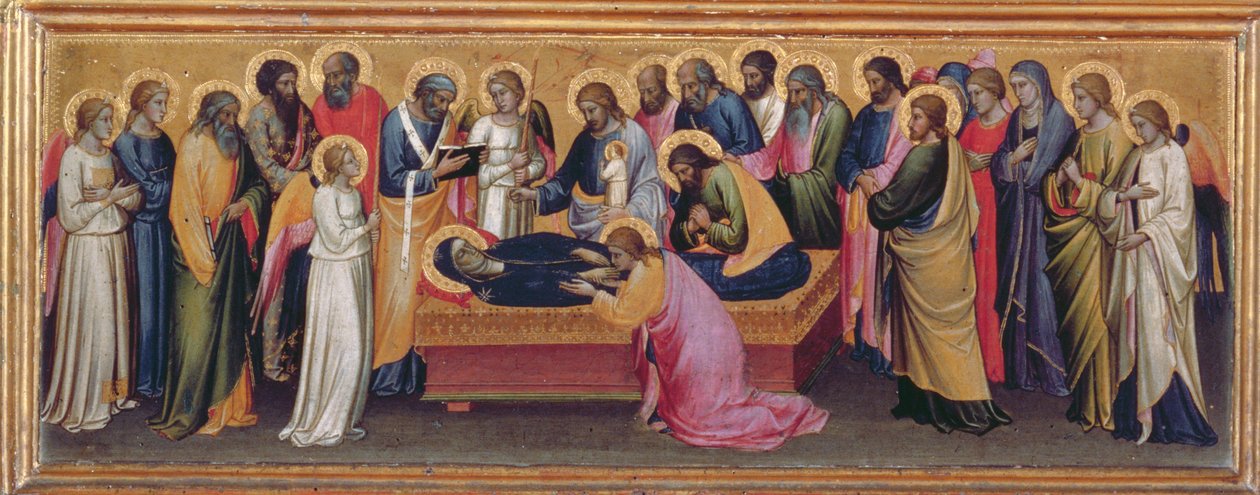 Azizler ile Madonna ve Çocuk, 80340 panel detayında Bakire mizacının Ölümünün predella