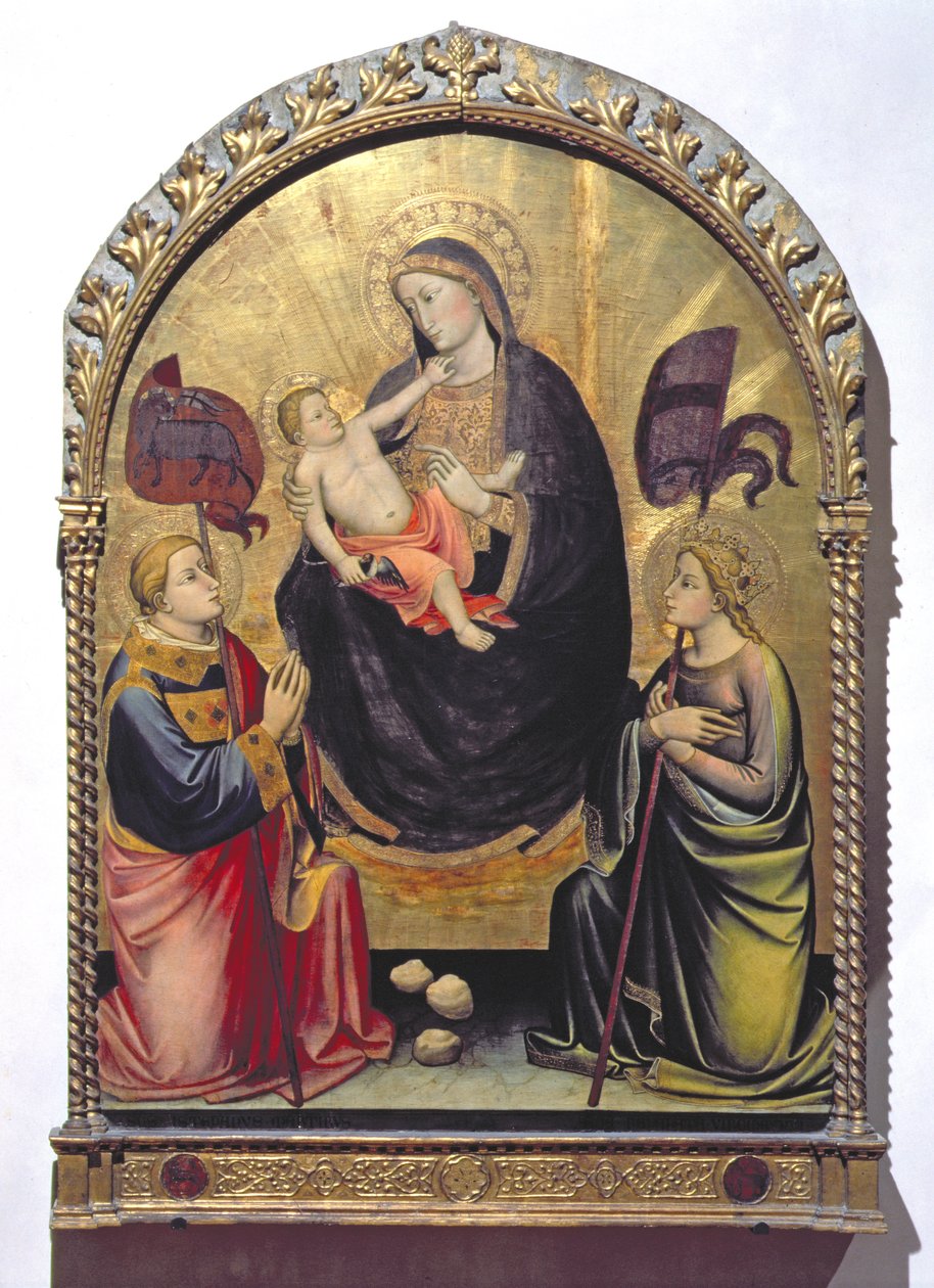 Aziz Stephen ve Aziz Ursula ile Madonna ve Çocuk (panelde tempera) by Mariotto di Nardo