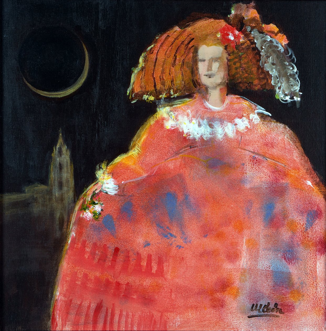 Menina ve Katedral (tuval üzerine yağlı boya ve akrilik) by Marisa Leon