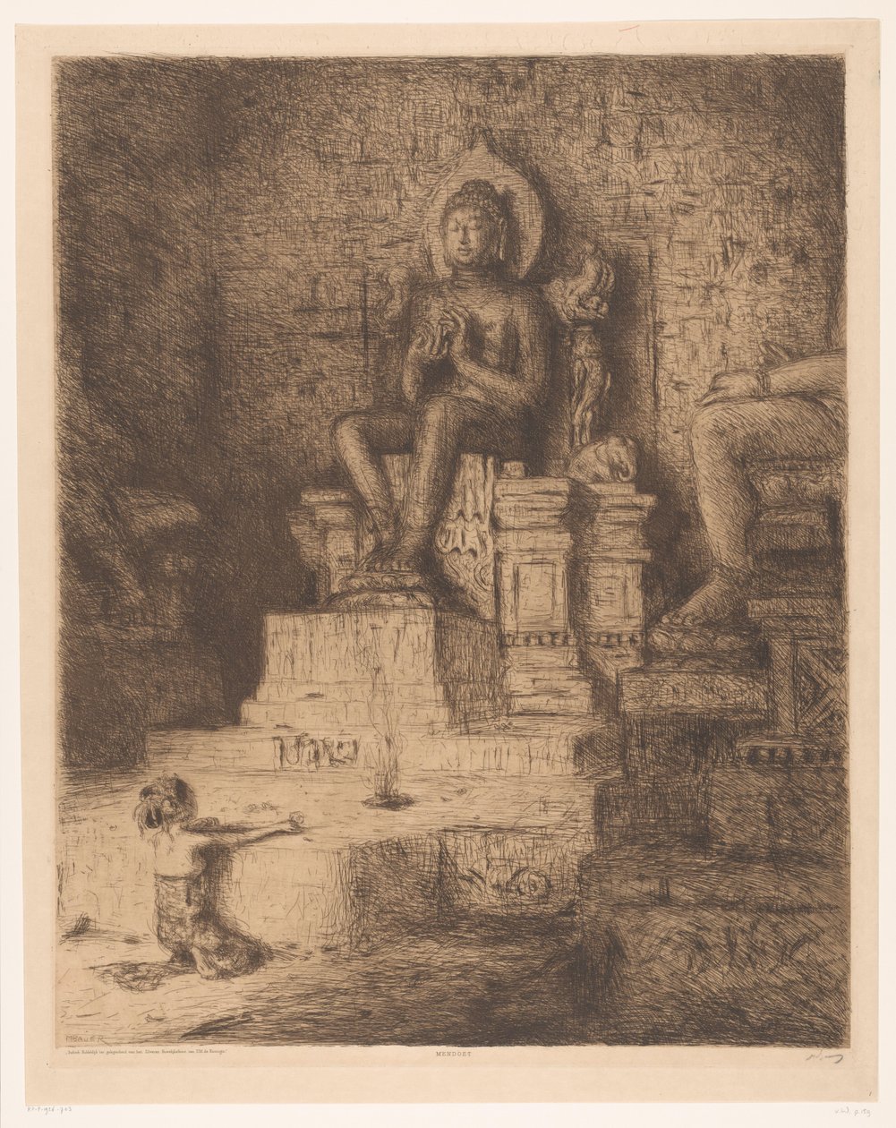 Mendoen (nesne üzerindeki orijinal başlık) Kraliçe HM Gümüş Düğün Kutlama vesilesiyle Hint Tribute (nesne üzerinde orijinal seri başlığı) by Marius Bauer (signed by artist)