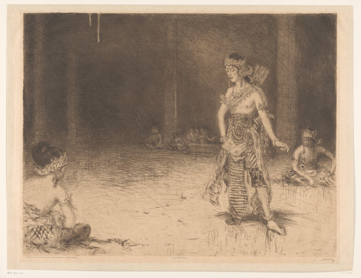 Wayang Wong (nesne üzerindeki orijinal başlık) Kraliçe HM Gümüş Düğün Kutlama vesilesiyle Hint Tribute (nesne üzerinde orijinal seri başlığı) by Marius Bauer (signed by artist)