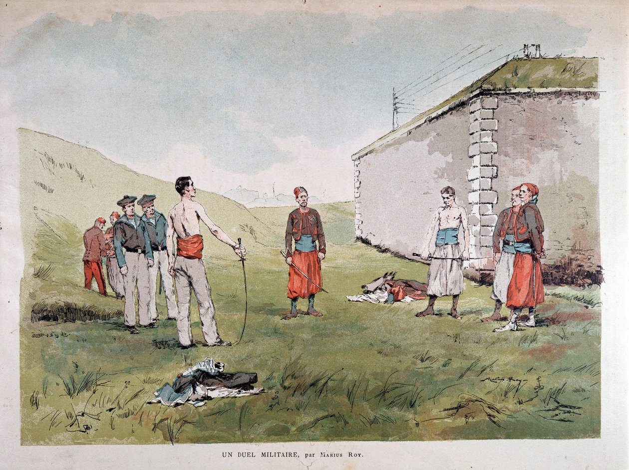 Askeri bir düello - Marius Roy, Musee Carnavalet tarafından suluboya by Marius Roy