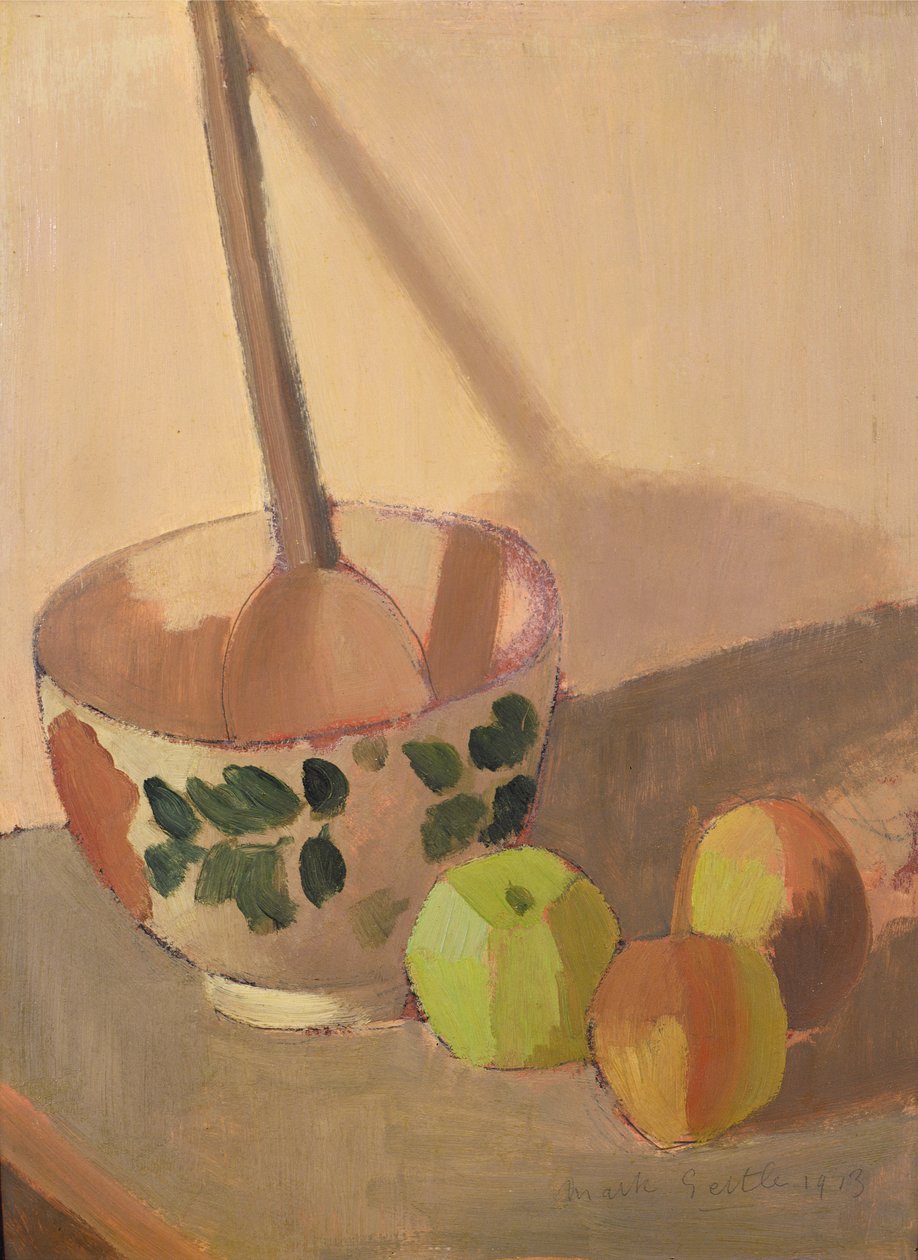 Elmalı Natürmort ve Karıştırma Kabı, 1913 (panel) by Mark Gertler