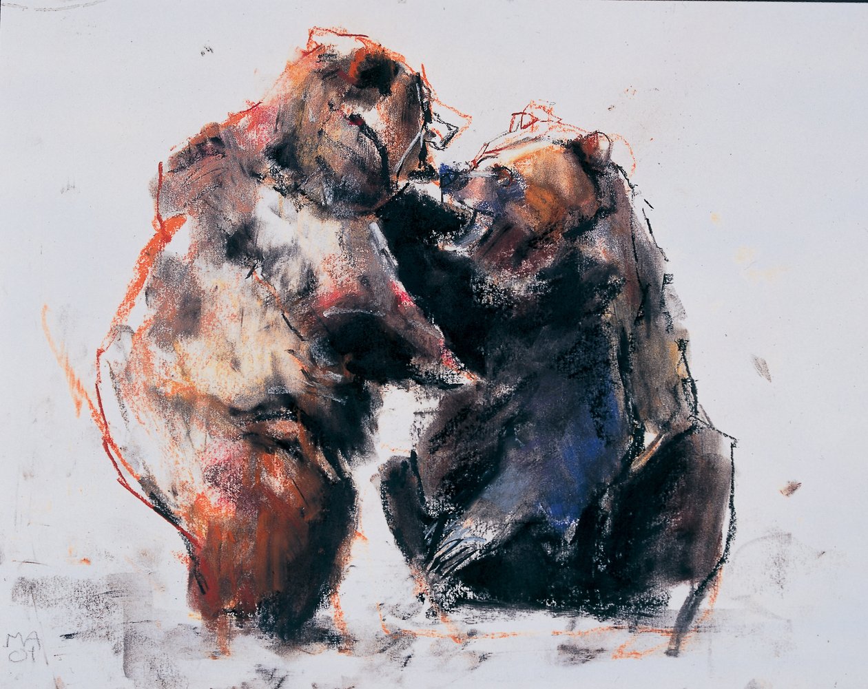 Avrupa Boz Ayıları, 2001 (kağıt üzerinde kömür ve conte) by Mark Adlington