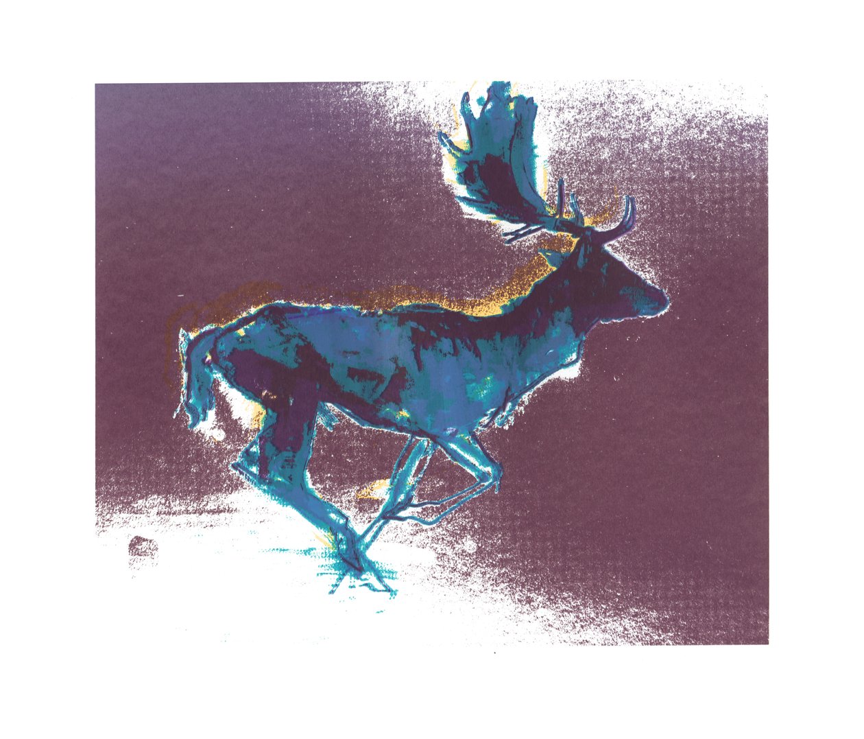Fallow Buck (mavi sarı gölge), 2015, (ekran baskısı) by Mark Adlington